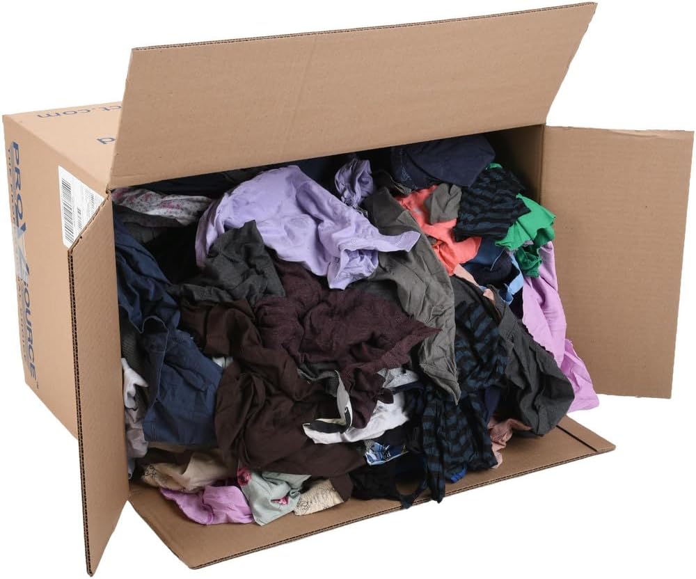 PRO SOURCE Low Lint Reclaimed Cotton Polo Shop Rags, Washable Reusable Disposable (25 lb Box)