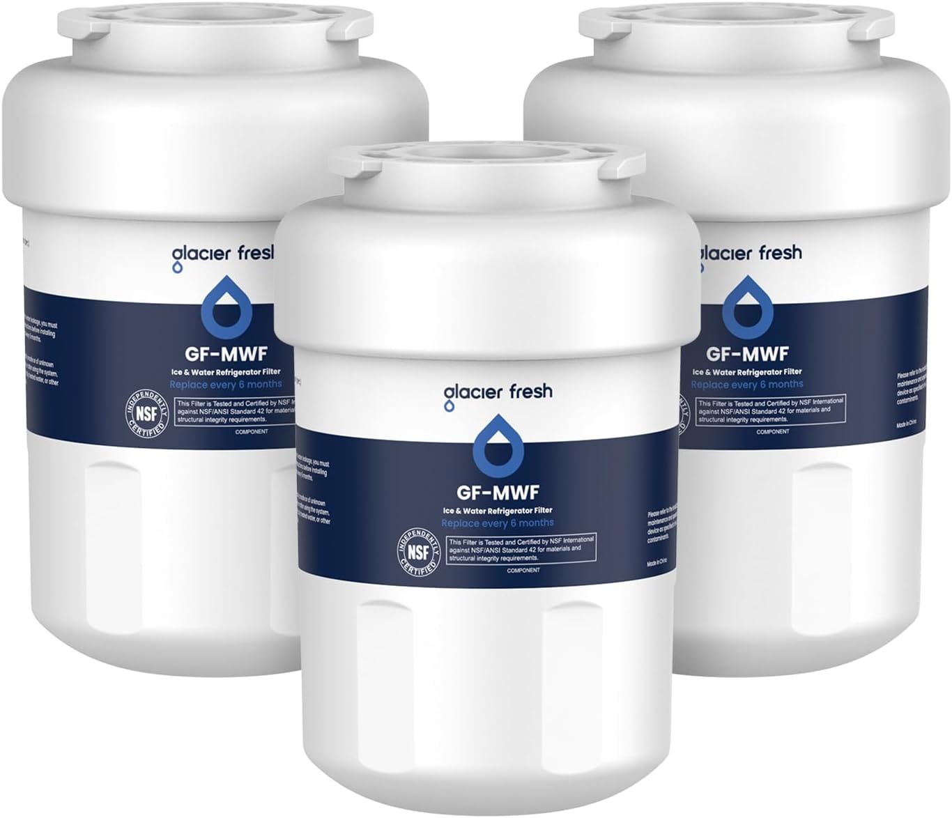 GLACIER FRESH Replacement for MWF Refrigerator Water Filters, SmartWater MWFP, MWFA, GWF, HDX FMG-1, WFC1201, RWF1060, 197D6321P006, Kenmore 9991, 3 Pack