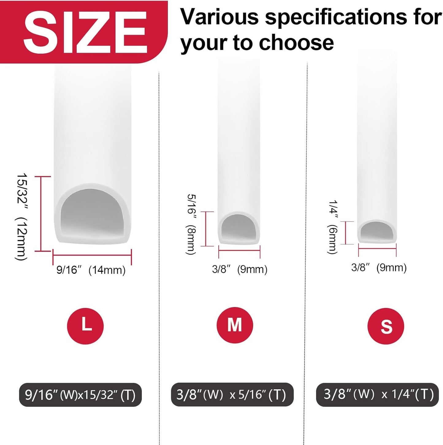 【New Upgrade】 Silicone Door Weather Stripping Door Seal Strip, 19.7 Feet Self-Adhesive D-Shape Door Insulation Strip for Door Frame& Window Seal Large Gaps, Easy to Cut & Install