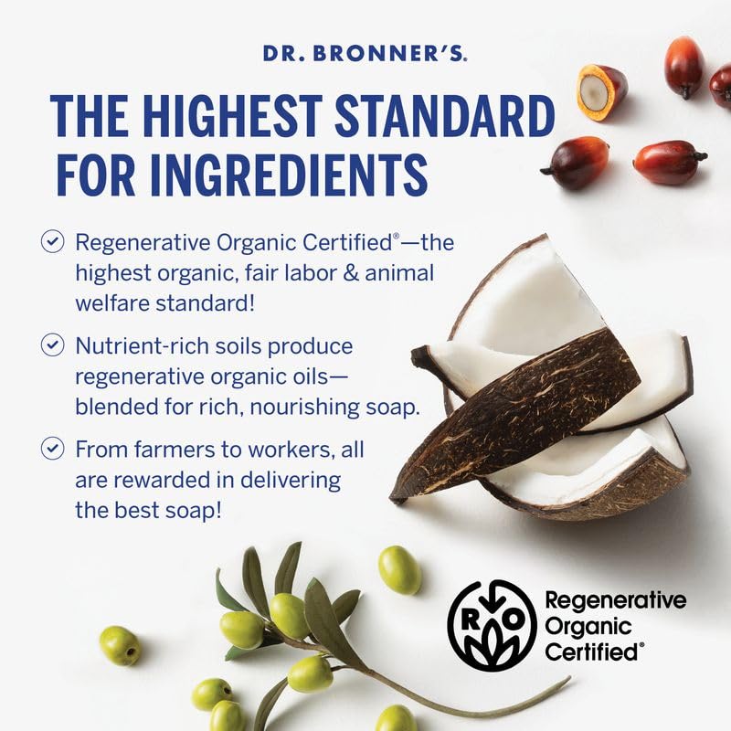 Dr. Bronner's Pure-Castile Liquid Magic Soap Refill - Made with Regenerative Organic Certified Oils, 86% Less Plastic per Quart - 18-in-1 Uses for Face, Body Wash, Hand Soap Refill- Lavender, 32oz