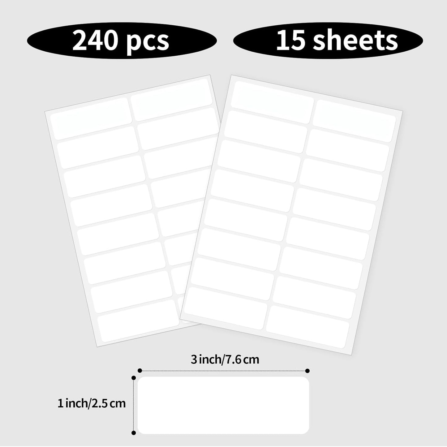 Blank Removable Labels, 1x3 Inch White Freezer Labels for Food Containers, Freezer Label to Write on/Waterproof/Easy Peel Off (240Pcs)