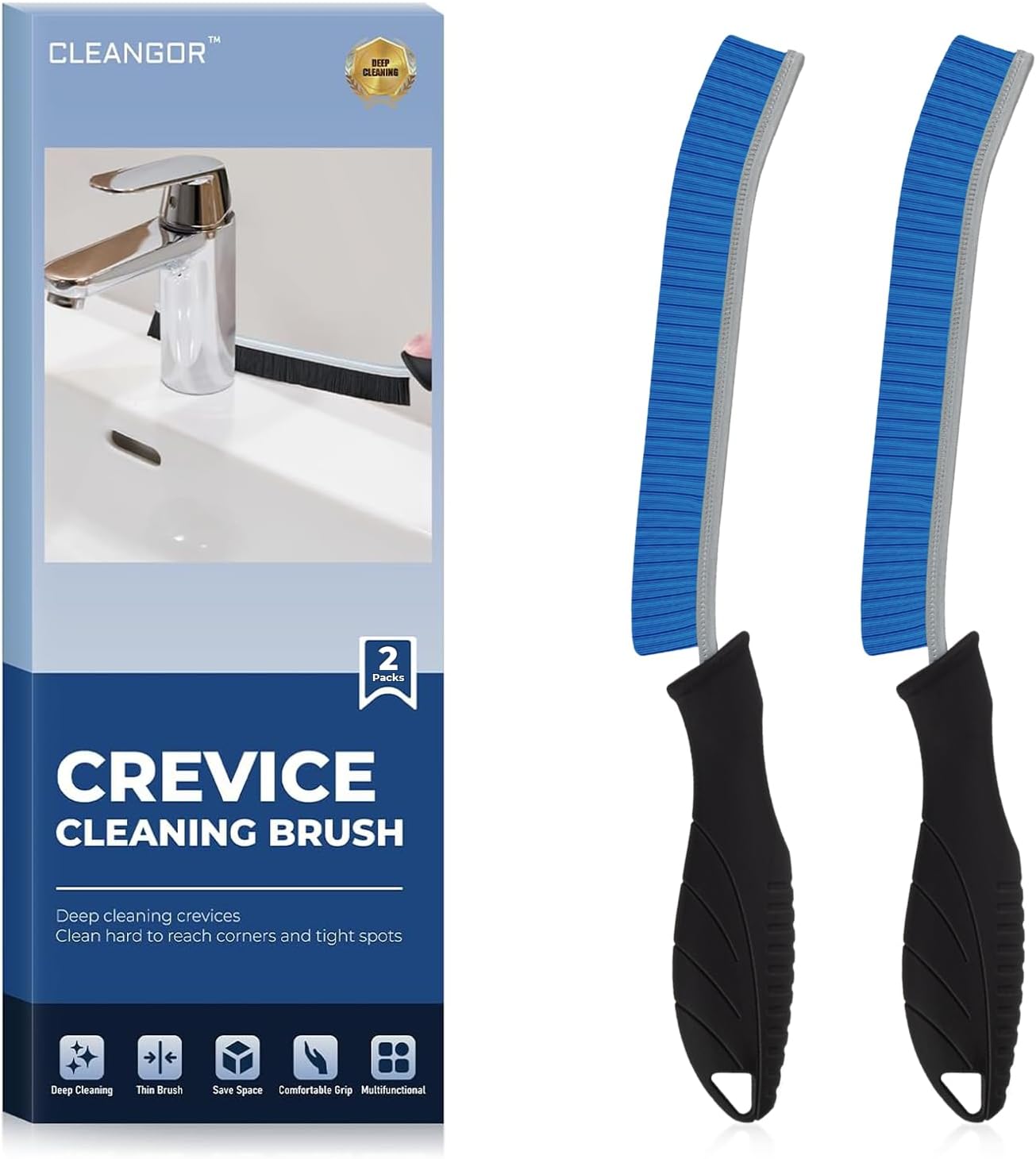 Crevice Cleaning Brushes, Cleaner Scrub Brush Tool for Hard to Reach Tight Space, Home Essentials, Cleaning Supplies for Shower, Bathroom, Kitchen, Toilet, Window