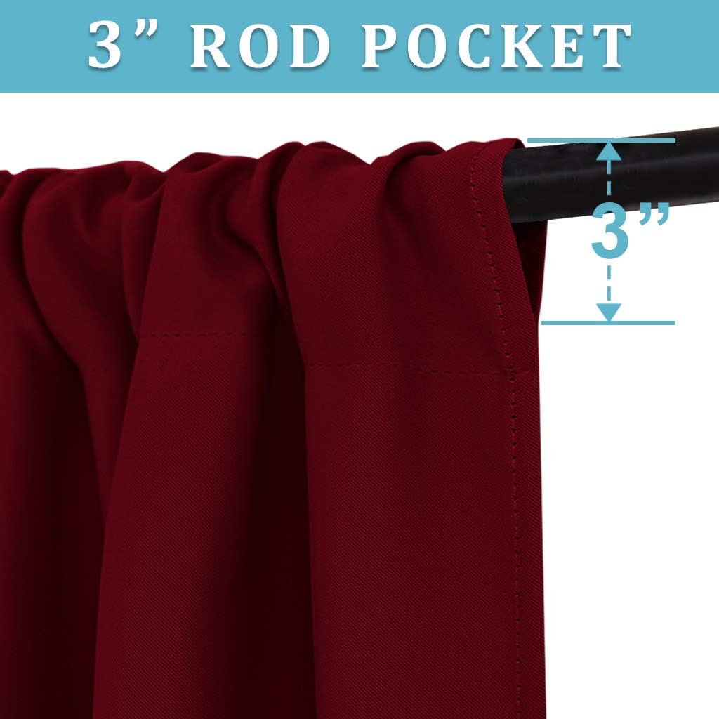 RYB HOME Curtains for Bedroom 63 inches Long, Blackout Thermal Insulating Window Treatment Drapes for Living Room Bathroom Basement Laundry Classroom, W 34 x L 63, Burgundy Red, 2 Panels