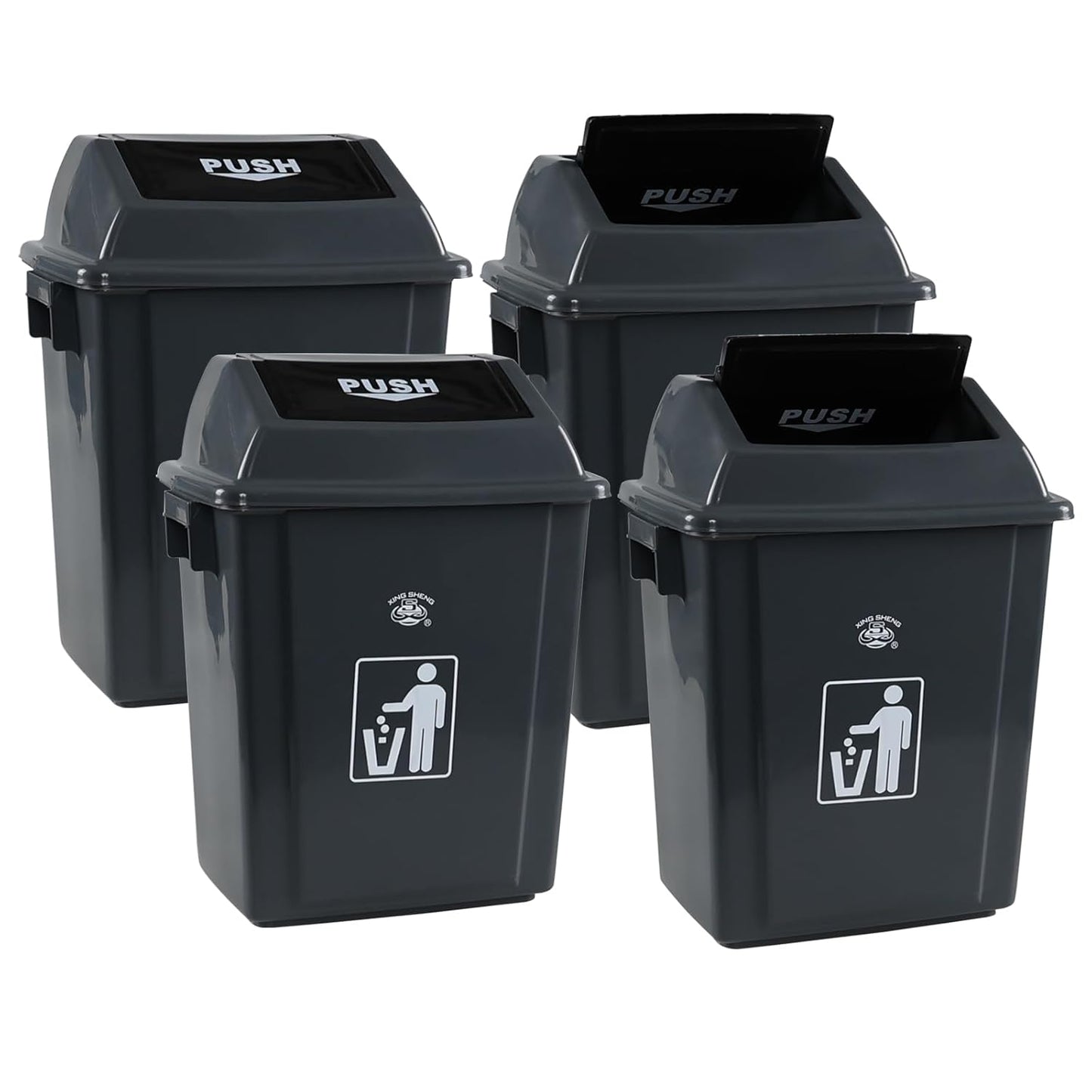 Kiddream 4 Packs 5 Gallons Swing Lid Garbage Can, Plastic Trash Can