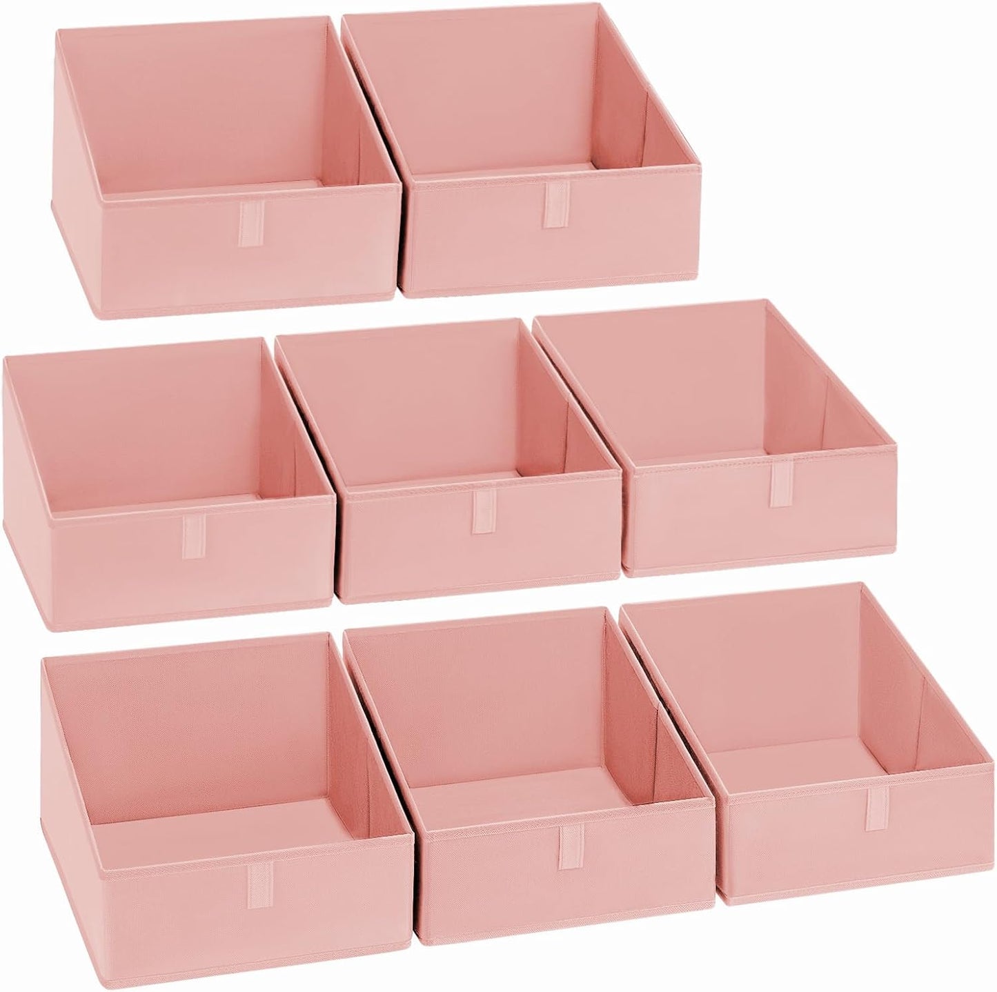 DIMJ Closet Storage Bins 8 Pack - Fabric Trapezoid Closet Organizer Bin, Foldable Storage Baskets for Shelves, Closet Shelf Organizer, Clothing Storage Box for Toys, Books, Towel, Clothes, Pink