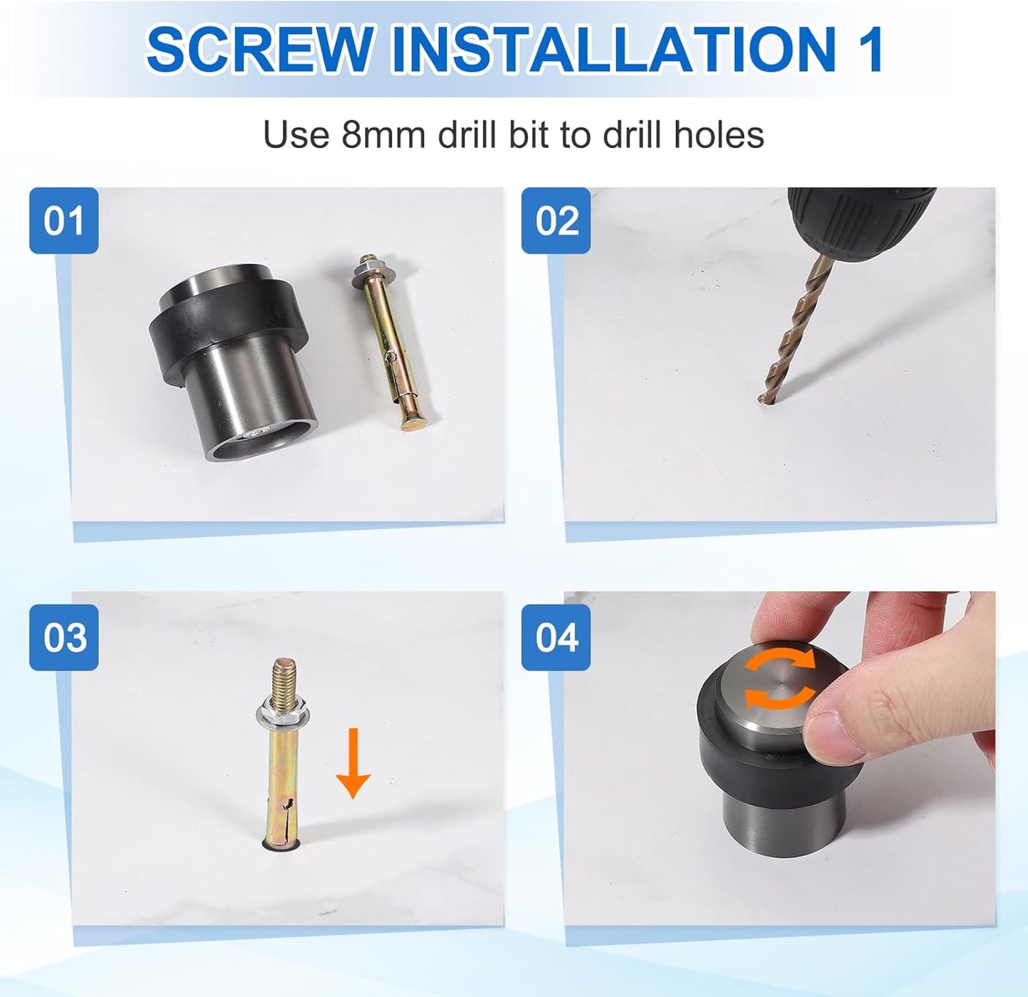 PATIKIL 2Set Round Door Stoppers, 60mm Stainless Steel Door Stop Doorstop Wedge Metal Cylinder Self Adhesive with Screw for Bottom of Door Floor Inside, Copper Tone