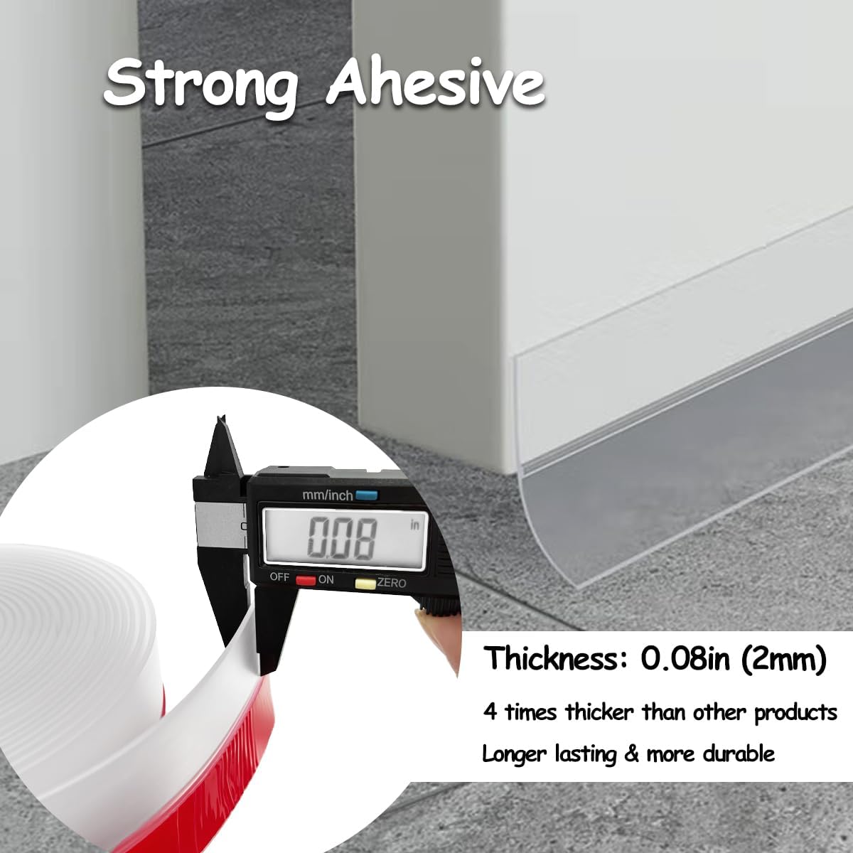 Silicone Weather Stripping, 3 inch (W) x 20 Ft (L) Door Draft Stopper Window Seal Strip for Gaps of Door & Windows, Garage Door Under Bottom, Sealing Tape Shower Doors Sweep, Black