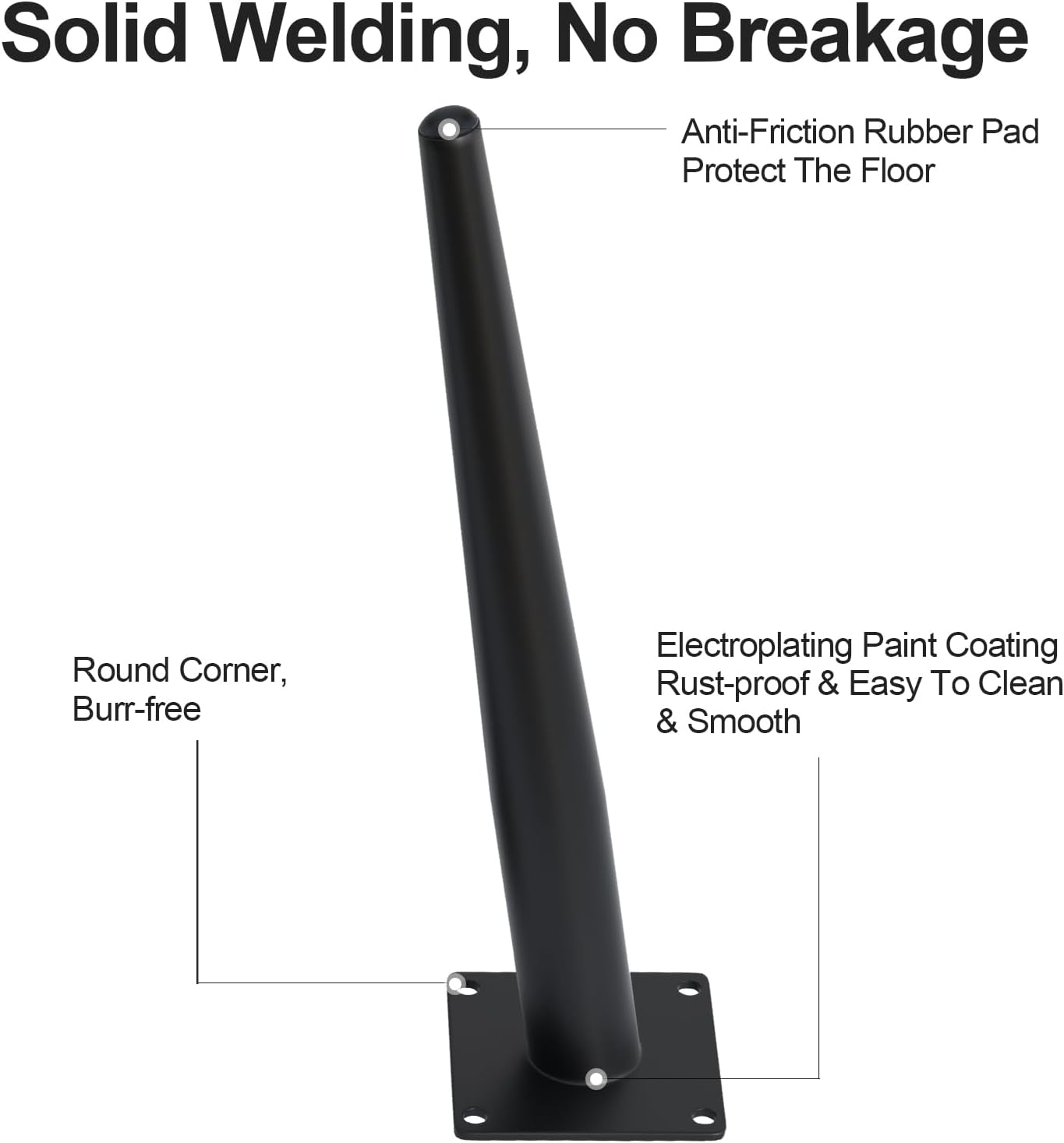 4PCS 16 Inch Matte Black Tapered Angled Legs for Furniture, Metal Mid Century Mordern Feet, Heavy Duty Slanted Stand Legs Kit for Couch, Coffee Table, Desk, Dresser, Sofa, Chair