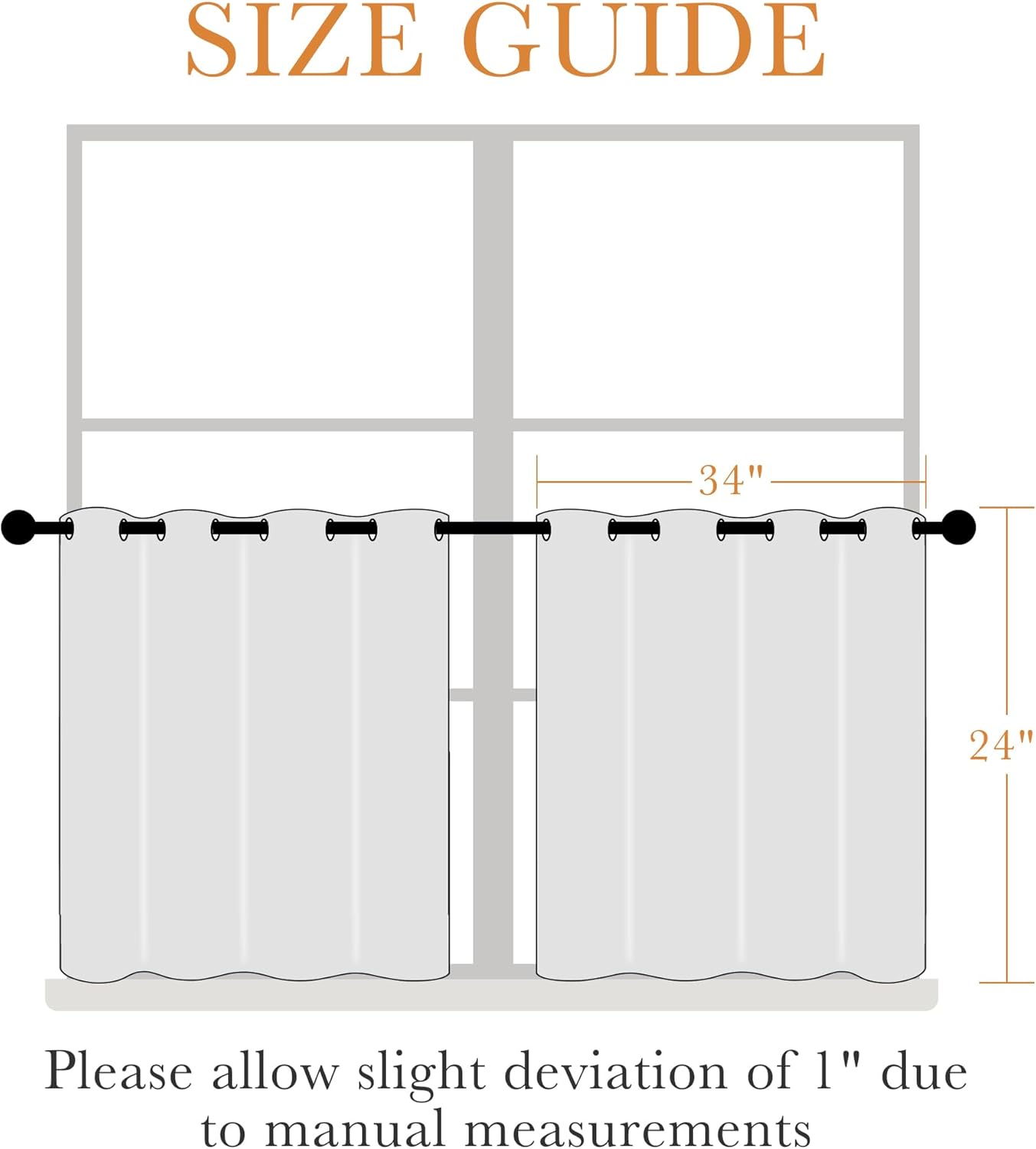 PONY DANCE Room Darkening White Curtains - Energy Efficient Small Window Curtains for Kids Nursery/Dining Room/Bathroom, W 34 x L 24 inch per Panel, Grayish White, Set of 2 Panels