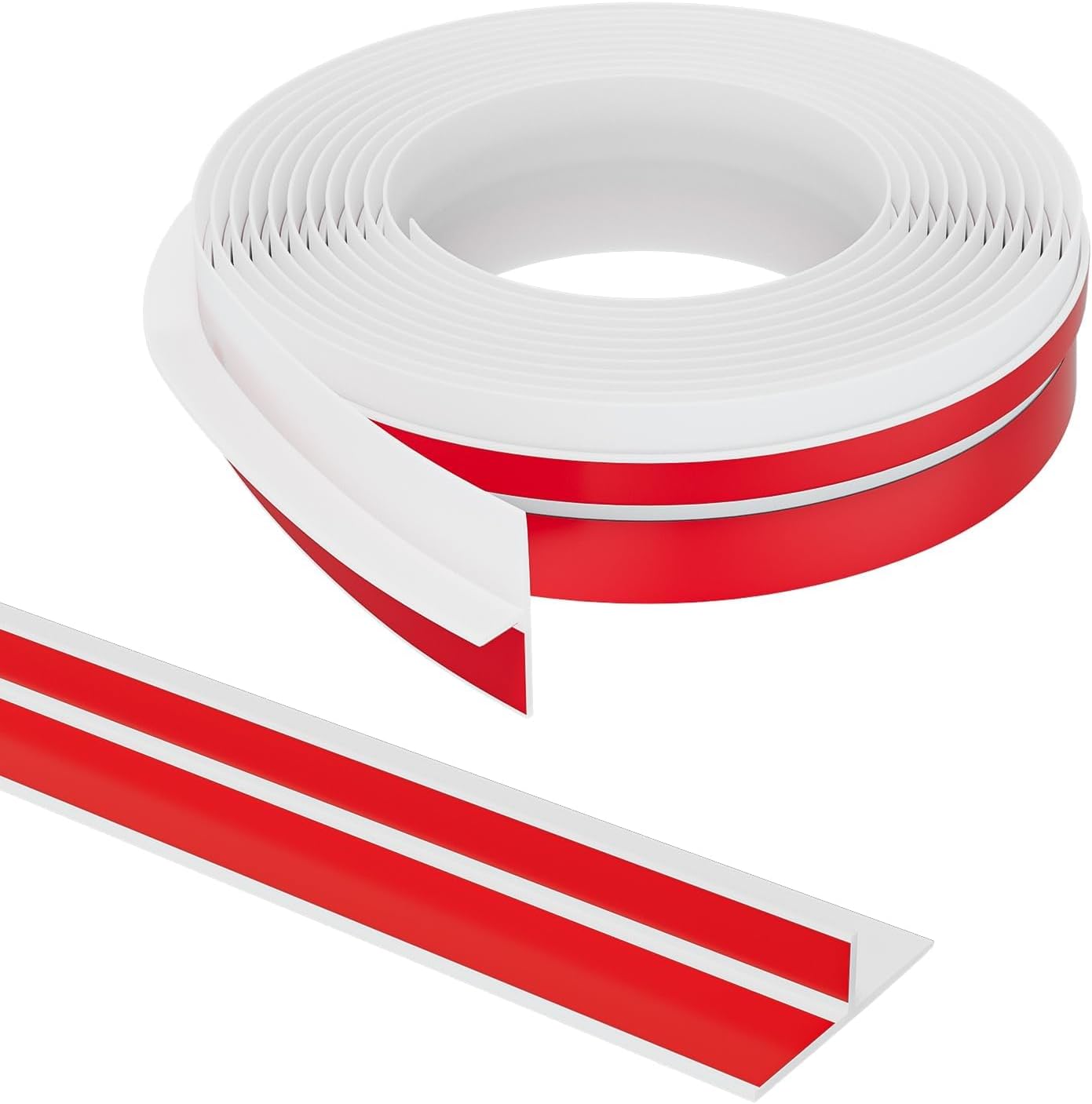 T-Shaped Door Draft Stopper, 1.97 in x 40 Ft Silicone Seal Strip for Windows Gaps, Weather Stripping Seal Strip Shower Sweep, White