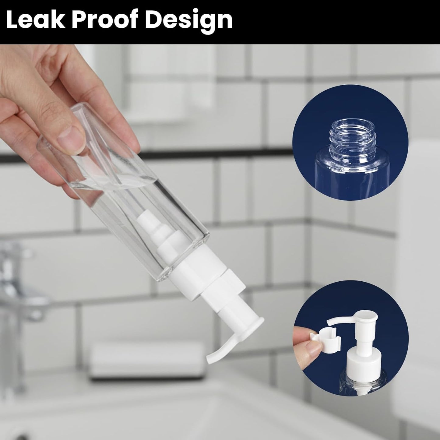 5 Pack 3.4 Oz/100ml Travel Pump Bottle TSA Approved Empty Plastic Pump Bottles Dispenser Portable Refillable Container Clear Lotion Dispenser Bottle for Shampoo Shower Gel