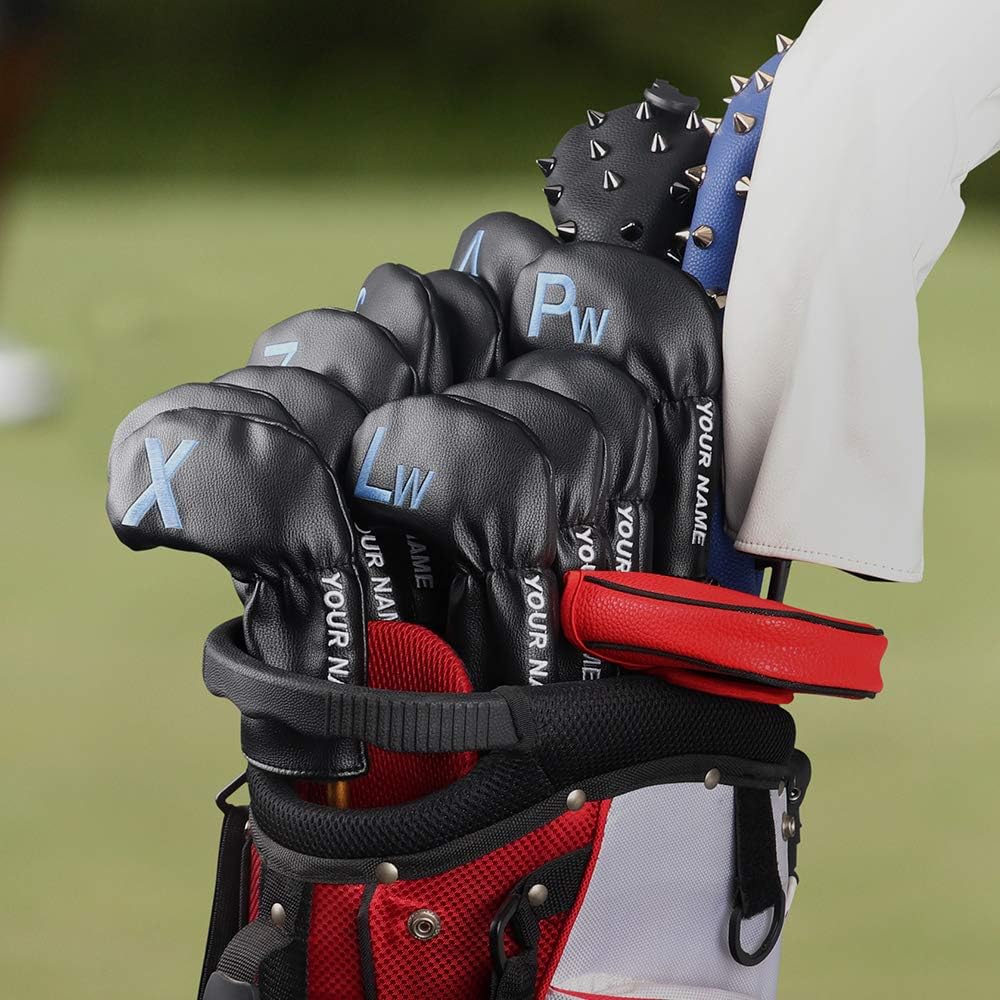CRAFTSMAN GOLF 11pcs /Set USA US Flag Clover Leather Left Right Black White Green Dark Blue Iron Covers Headcover Also Available for Custom Version with Your Name