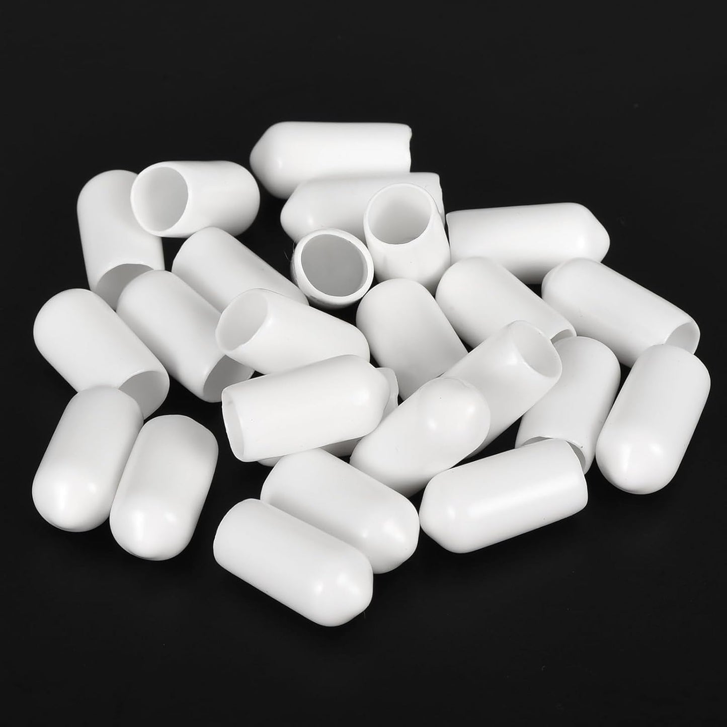 uxcell 20pcs Rubber End Caps 7mm ID Vinyl Round End Cap Cover Screw Thread Protectors White