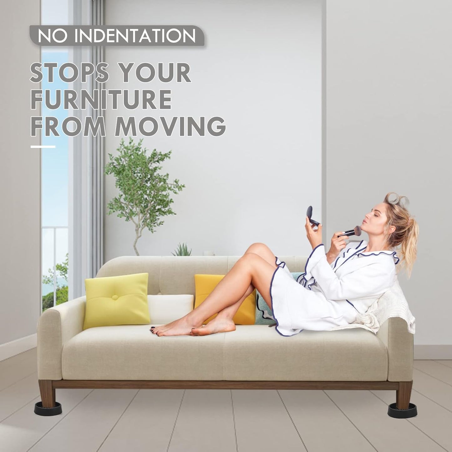 2X2 Round Rubber Caster Cups, Non Slip Furniture Pads, Anti-Slip Gripper, Anti Skid Furniture Feet, Anti Slide Floor Protector for Bed Couch Table Chair Stoppers - (Black, 8 Pack)