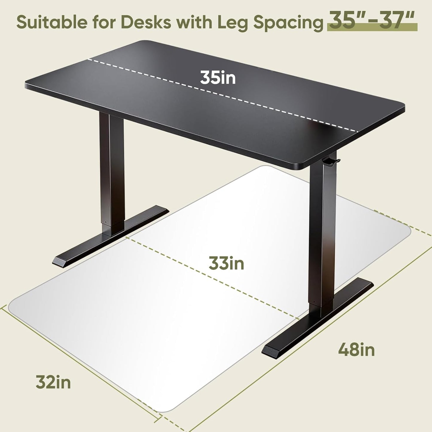 Office Chair Mat for Carpet & Hardwood, Upgraded 32" x 48" Dual Use Tempered Glass Chair Mat for Chair and Footrest Under Desk