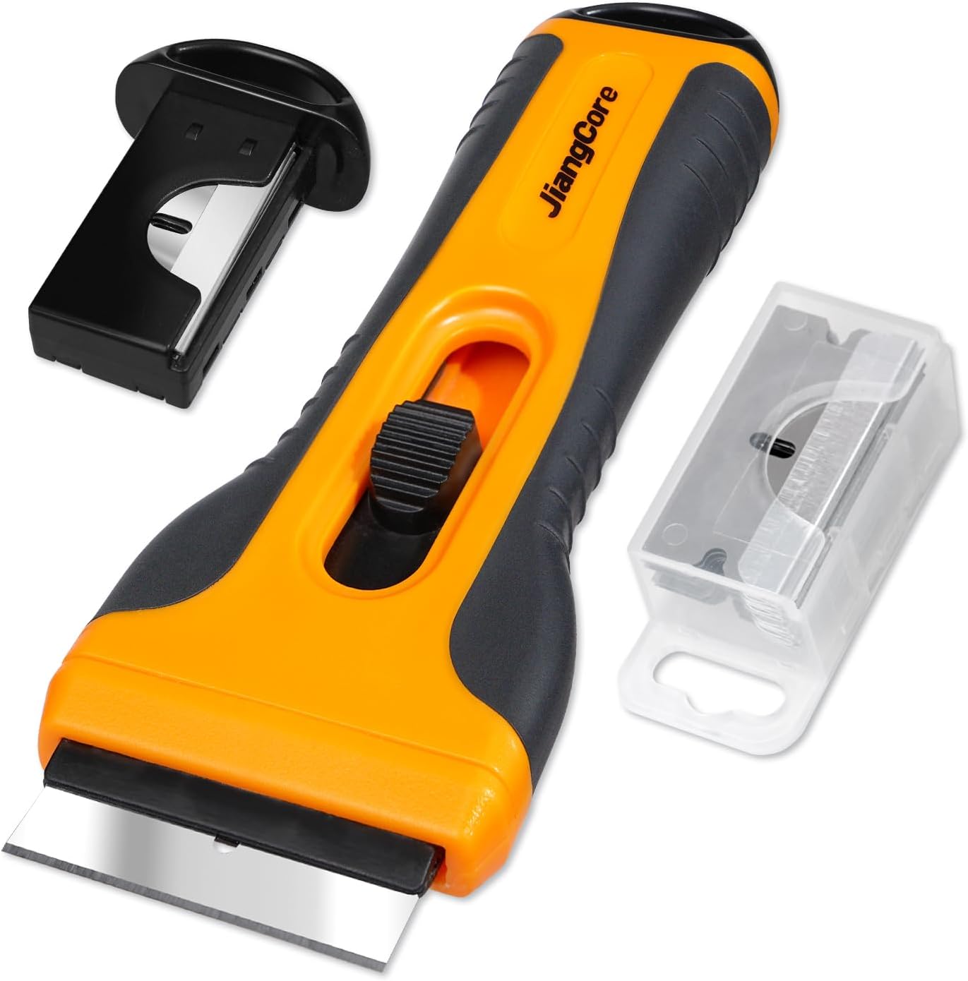 Razor Blade Scraper Tool with 15 Extra SK5 Blades - Multi-Surface for Glass Tile Window Car Cooktops - Stainless Steel, Cleaning & Paint Removal Tool