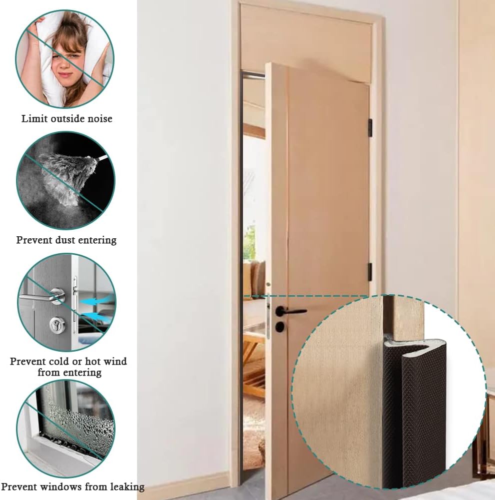 Kerf Weather Stripping Door Seal Strip 26 Ft Q Foam Door Weatherstrip Seal with Slot Card Slot Installation, Easy Cut to Size (Brown)