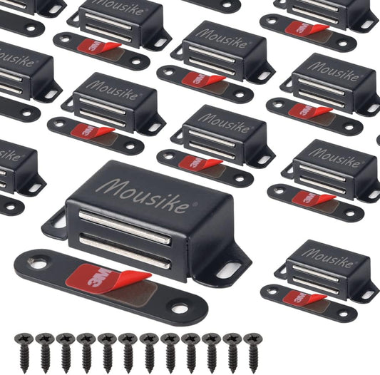 Mousike Cabinet Magnets 30lb Black Door Magnets with Strong Magnetic for Kitchen Cupboard Wardrobe Closet Cabinet Door Drawer Latch 16 Pack