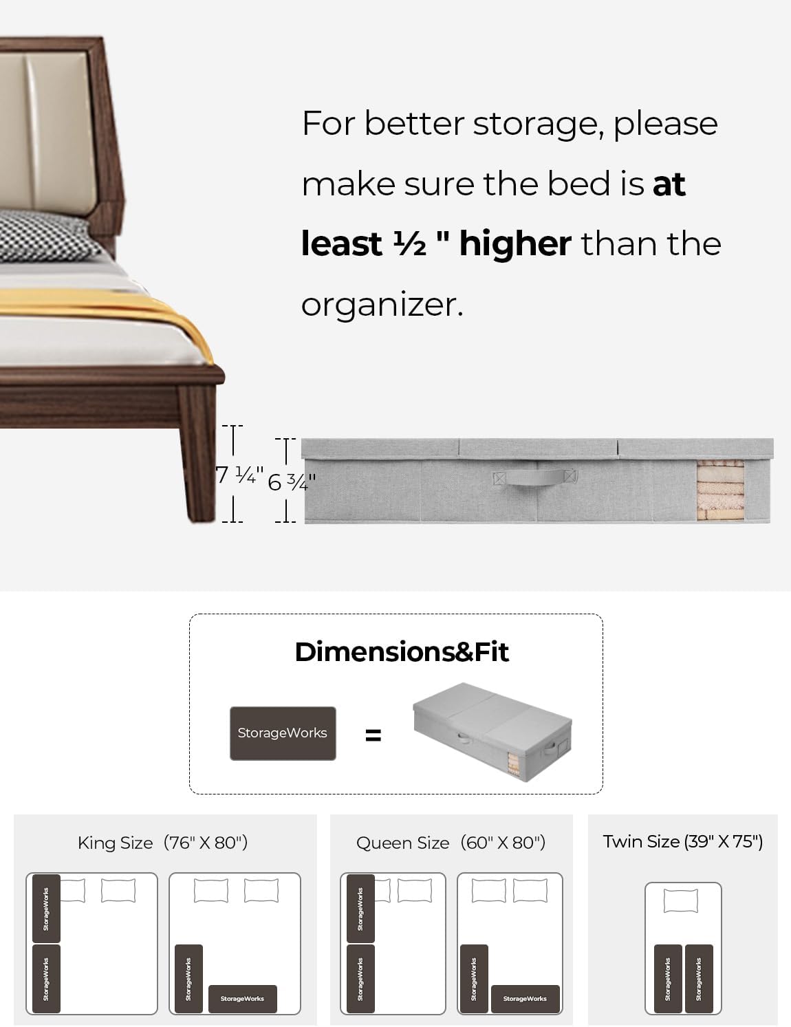 StorageWorks 2-Pack Jumbo Under Bed Storage Bins with Lids, Underbed Storage Containers with Handles and Label Holder, Closet Organizer for Clothes, Blankets, Sweater