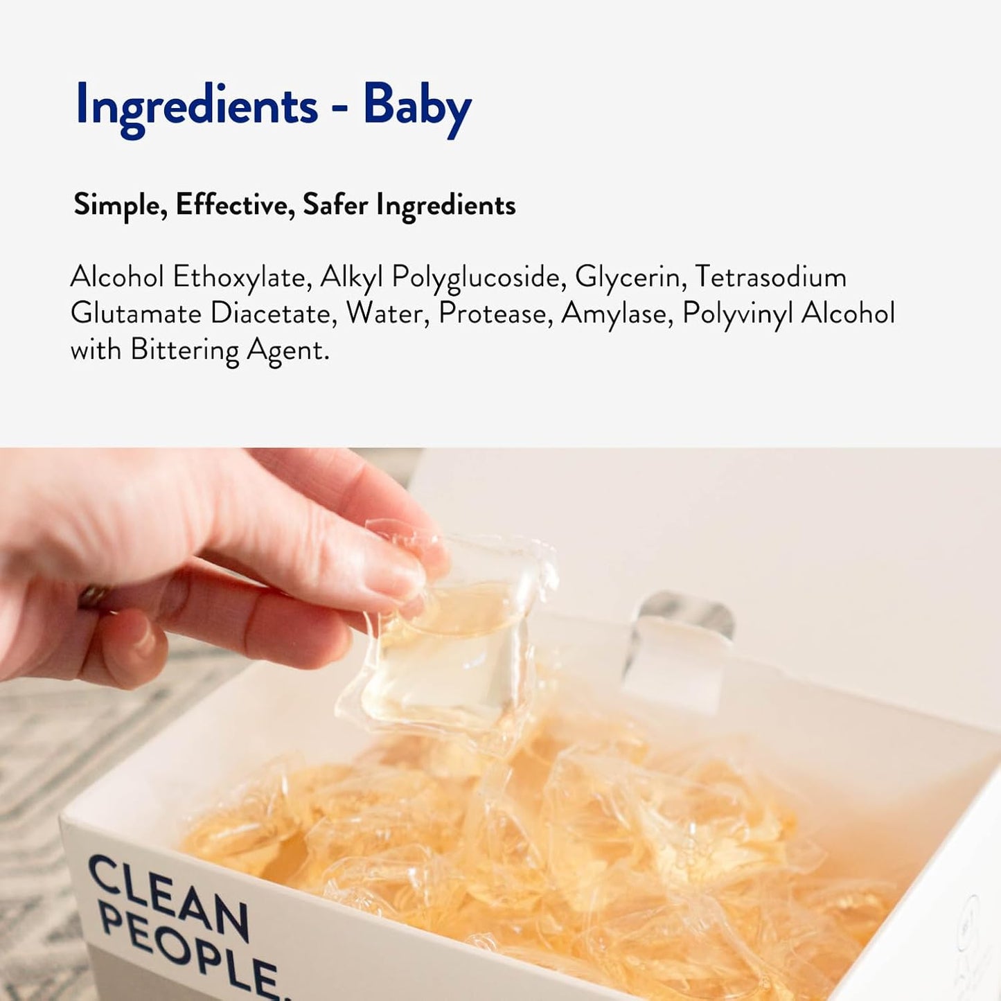 The Clean People Laundry Detergent Pods - Recyclable Packaging, Hypoallergenic, Stain Fighting - Ultra Concentrated, Laundry Soap - Baby (Unscented), 96 Pack