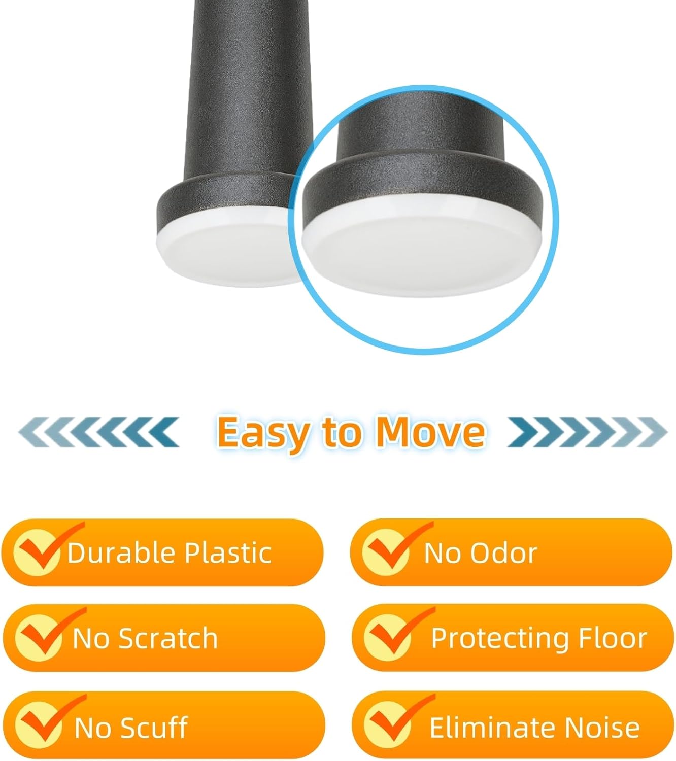 Wrought Iron Patio Furniture Feet Caps - Furnigear 1.33" Round Plastic Outdoor Chair Leg Caps, Floor Protectors for Metal Chairs & Tables, Patio Furniture Replacement Rubber Feet (24 Pack, White)