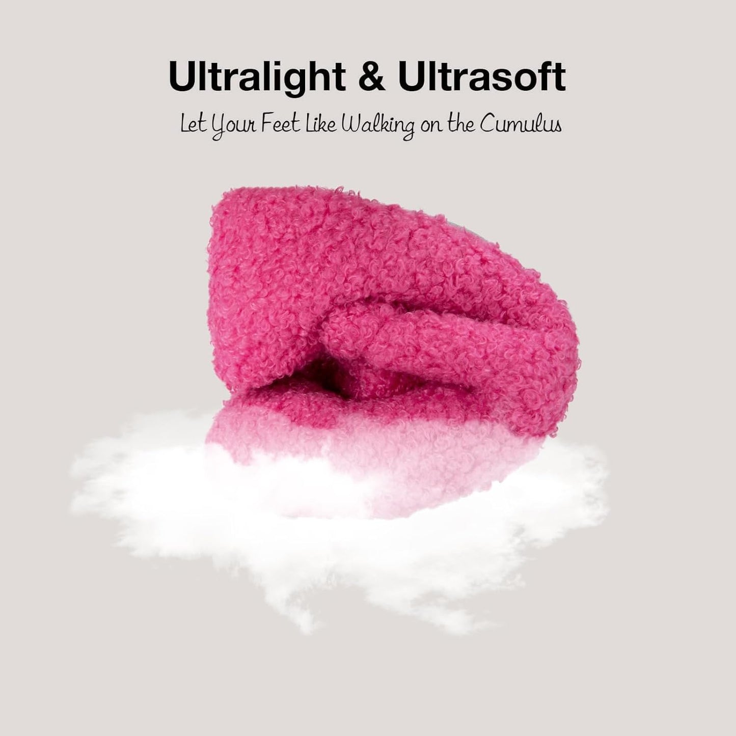 HomeTop Women's Fuzzy Curly Fur Memory Foam Loafer Slippers with Polar Fleece Lining