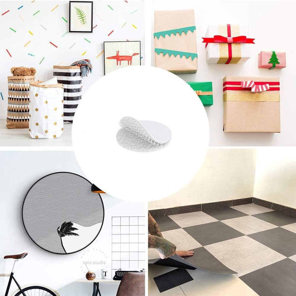 BRAVESHINE Adhesive Stickers- Removable Heavy-Weight Round Sticky Tapes Wall Mounting Tapes White Hook and Loop Tape for Home or Office Use -12 Sets,2 Inch