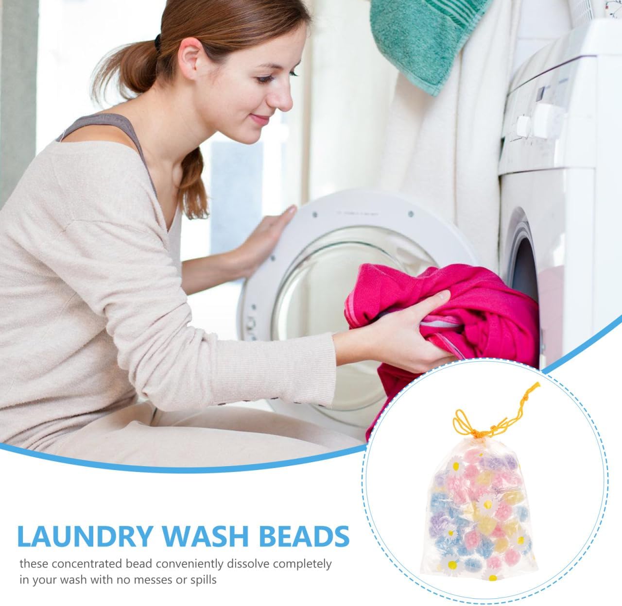 Artibetter Laundry Scent Booster Beads 50pcs In-Wash Fragrance Booster Laundry Freshener Beads Fabric Softener for Washer (Mixed Color)