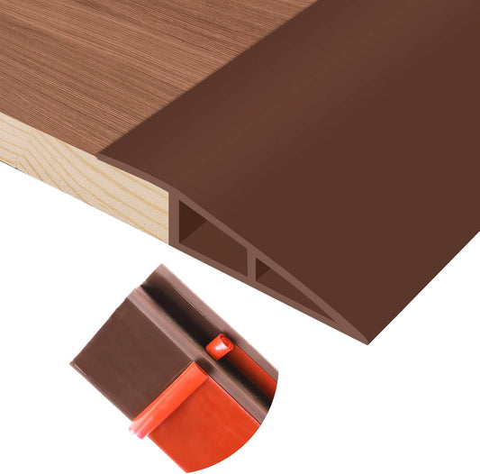 Floor Transition Strip Self Adhesive Vinyl Door Threshold for Doorways Carpet Edging Trim Overlap Edge Reducer for Laminate Floor, Carpet, Tile (Brown, 1/5" to 2/5", 10Ft)