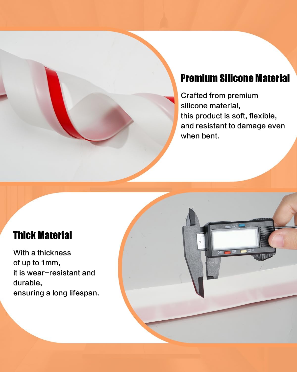 Orghtin T-Shaped Silicone Seal Strip, White Door Sealer Weather Stripping Door Seal Strip, 10Ft Door Draft Stopper for Side of Door