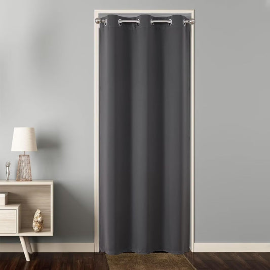 Joydeco Custom Size Door Curtains, Closet and Bedroom Doorway Curtains (Grey)
