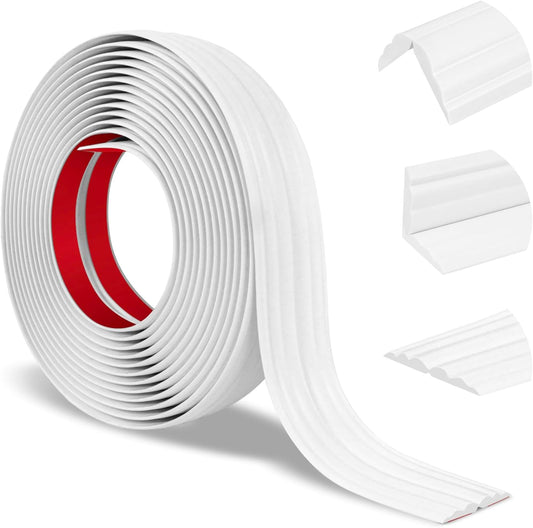 Wall Corner Protector Peel and Stick Corner Trim Molding Flexible Inside & Outside Wall Edge Guard Self Adhesive Moulding Trim for Edge Use, White, 1.6” W x 20’ L
