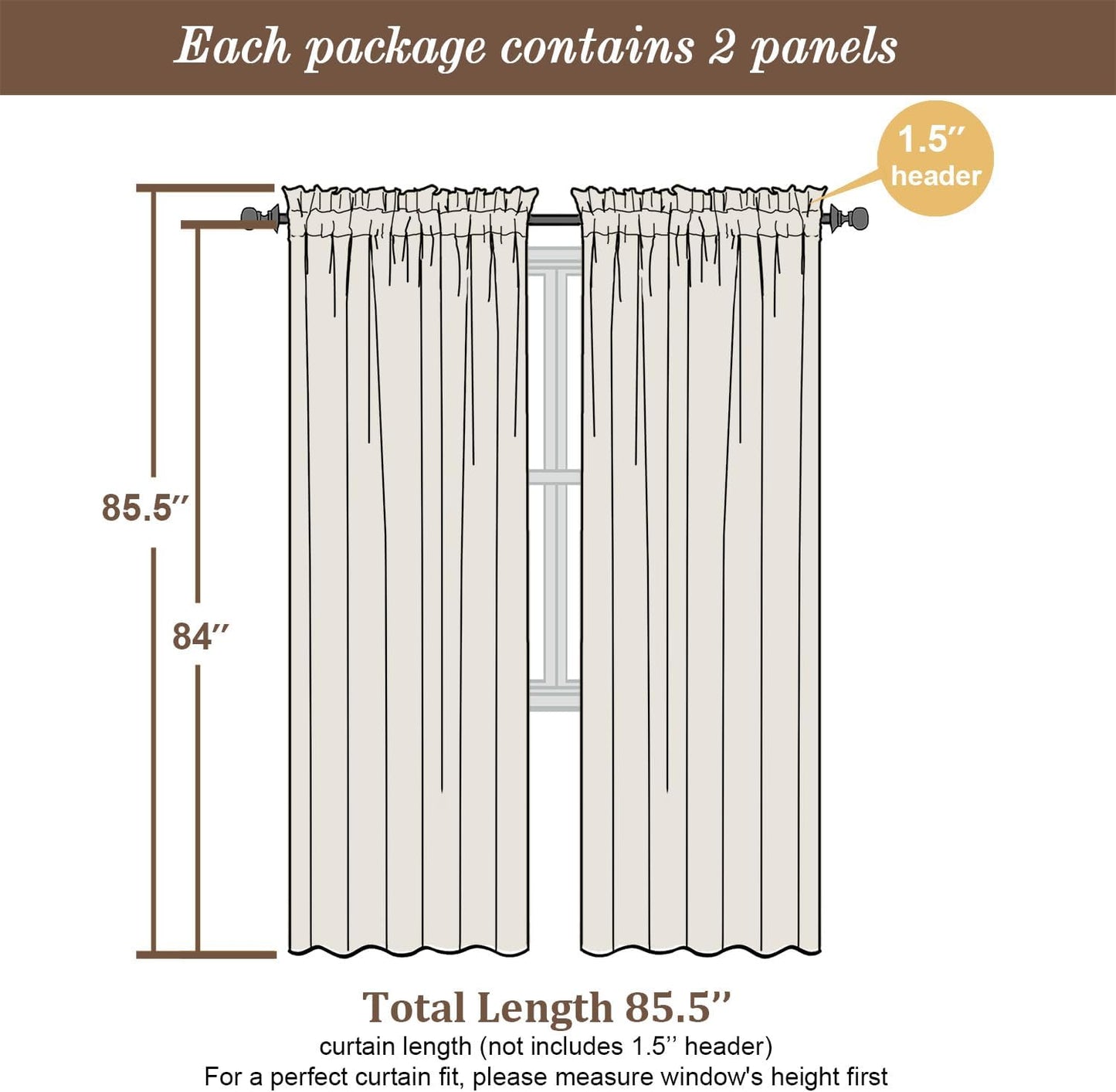 Chyhomenyc Black Sheer Curtains 84 Inch Length 2 Panels Set, Light Filtering Solid Elegant Rod Pocket Voile Window Drapes for Bedroom Living Room, Each 42Wx84L Inch, 2PCS, 7 Feet Long