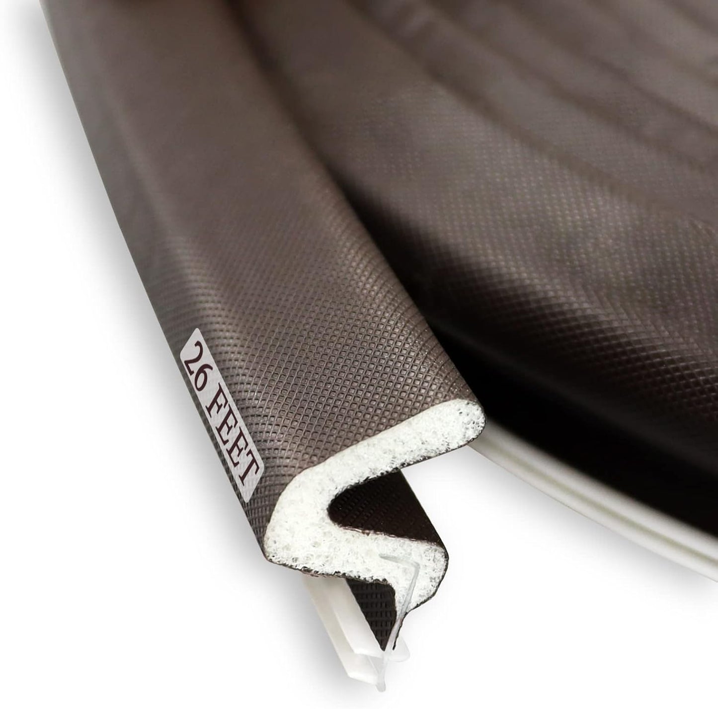 Kerf Weather Stripping Door Seal Strip 26 Ft Q Foam Door Weatherstrip Seal with Slot Card Slot Installation, Easy Cut to Size (Brown)