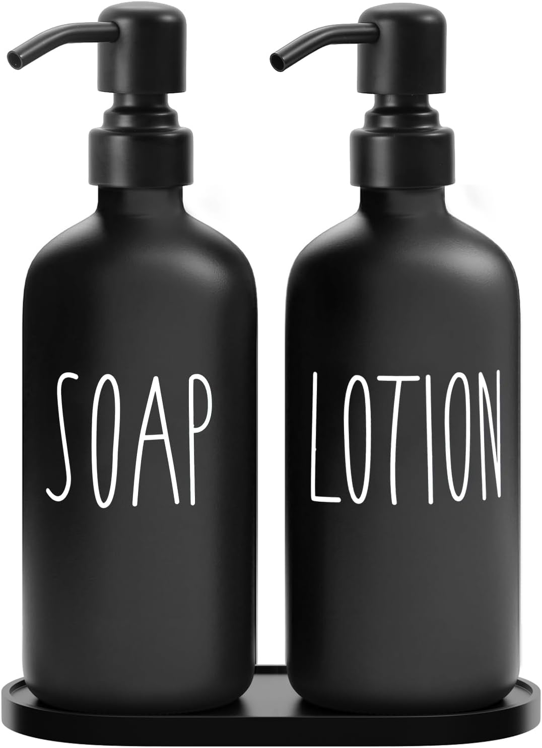 MOMEEMO Black Soap Dispenser Bathroom, Contains Lotion and Hand Soap Dispenser, Suitable for Bathroom Accessories Decor. (Black)