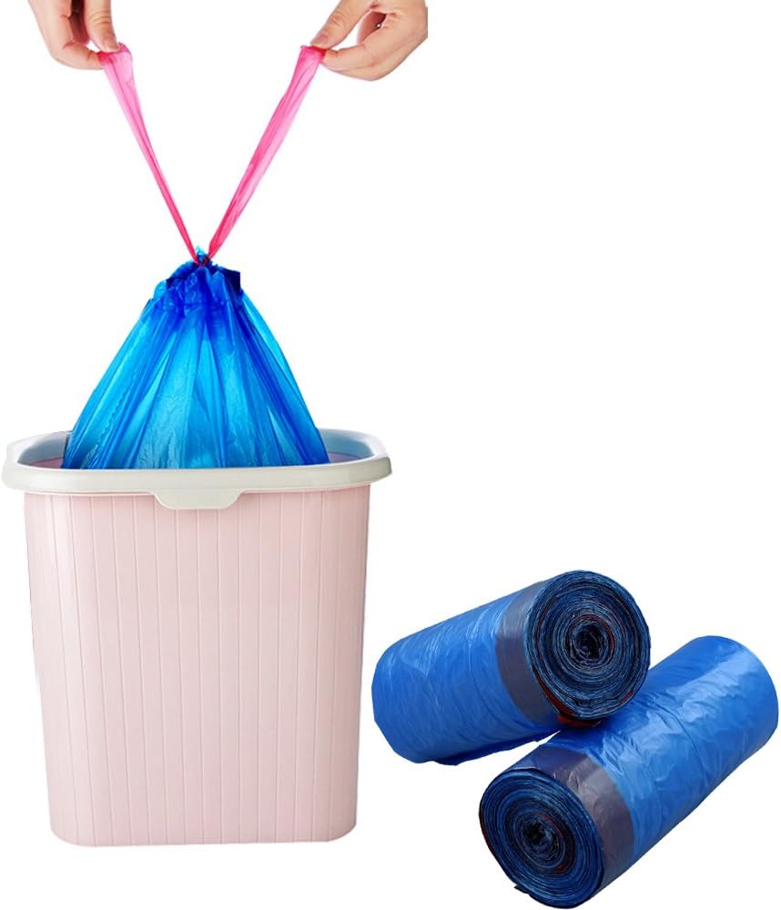 8 Gallon Garbage Bags Trash Bags with Drawstring, Blue