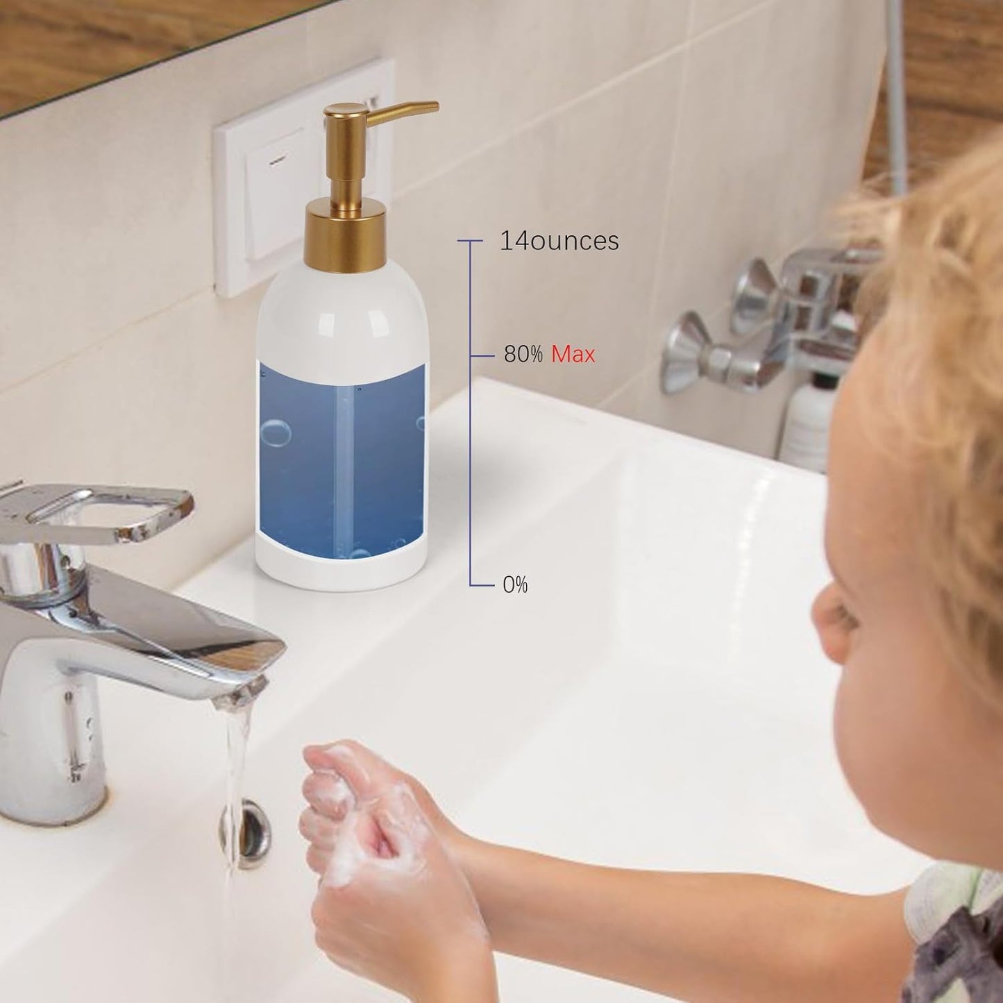 Natheeph 2PC 14OZ Ceramic Soap Dispenser Ceramic Soap Pump Dispenser Can Fill Liquid for Bathroom/Kitchen (White + Green)