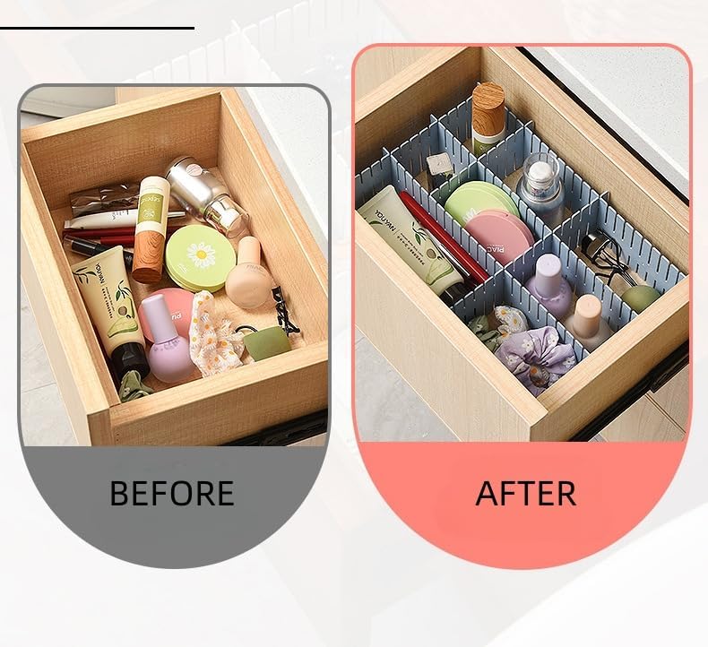 4 inches Adjustable Drawer Divider Kit – 4 Pack (White Only) – DIY Expandable Organizer for Small Drawers, Office,Kitchen, Bathroom