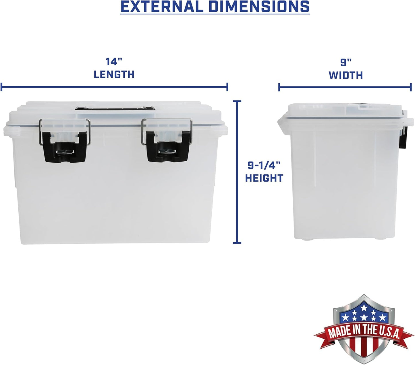 Sheffield 12767 XL Storage Bins With Lids, 4-Pack Stackable Storage Bins, Made in USA, Lockable and Water-Resistant Containers with Lids, Plastic Containers for Home, Classroom, and Dorm