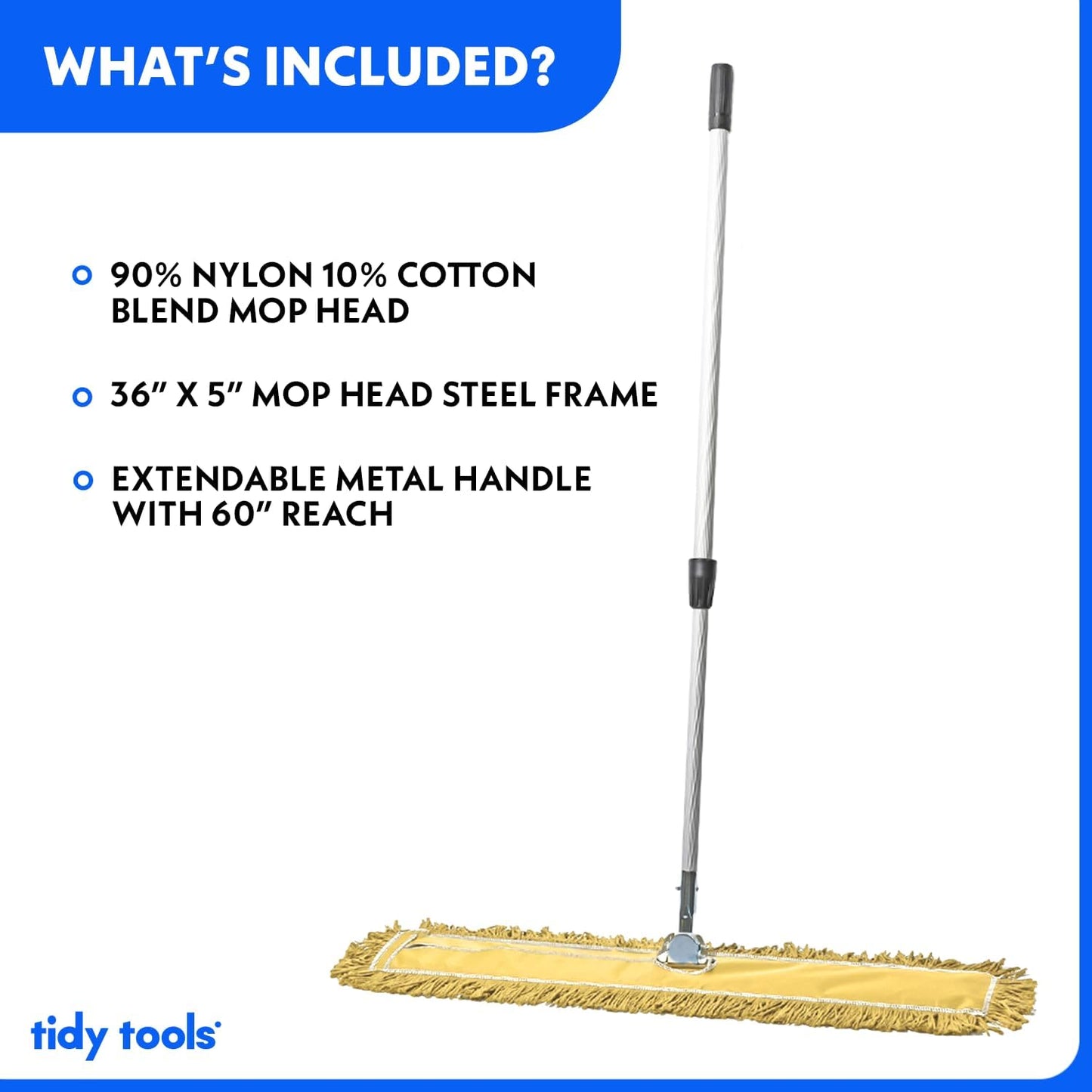 36 Inch Yellow Commercial Dust Mop & Floor Sweeper with Extendable Handle – Mop for Hardwood, Tile, and Concrete Floor Cleaning