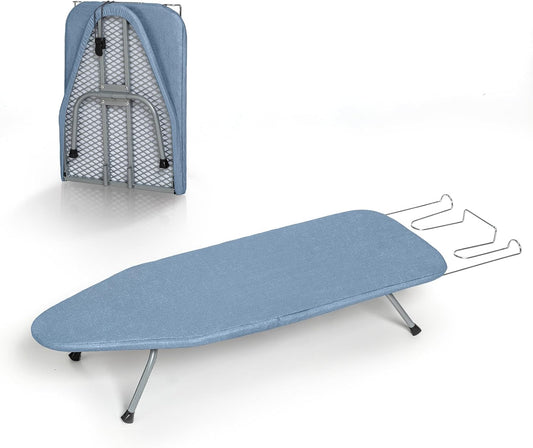 Table Top Ironing Board, RAINHOL Small Folding Iron Board Portable with Non-Slip Feet, Travel Compact Ironing Table for Dorm and Small Space, 31"x12", Blue