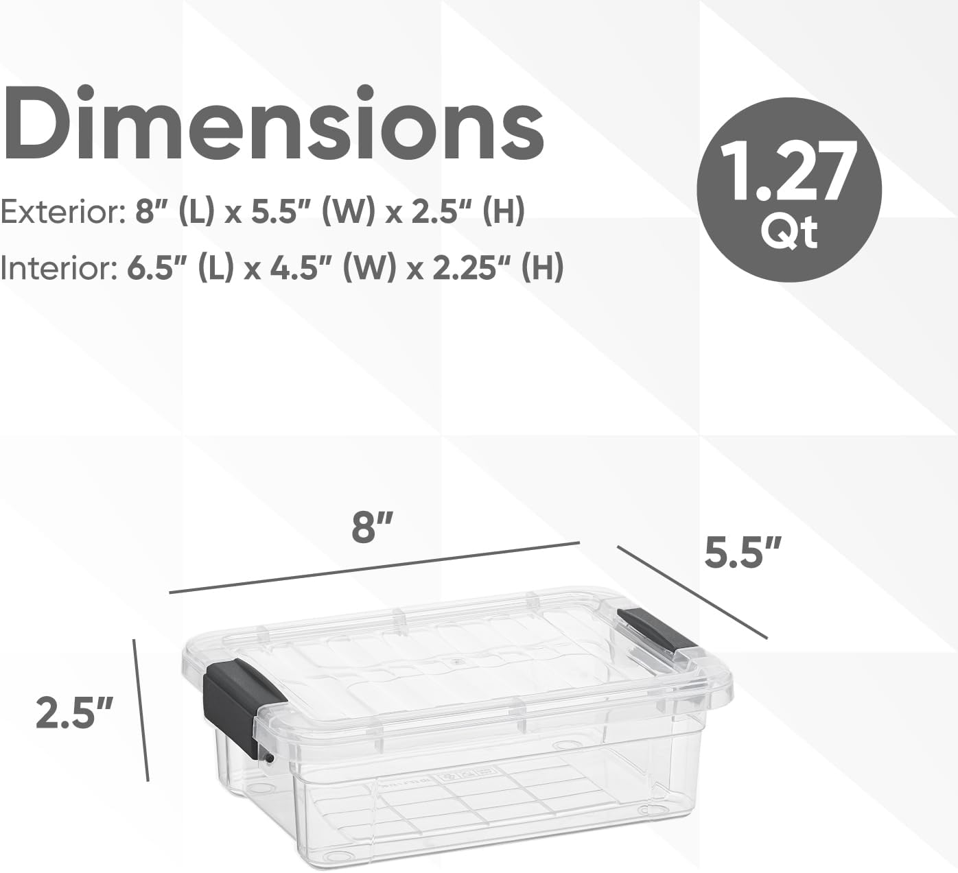 Superio Clear Storage Boxes with Lids, 1.27 Quart Plastic Container Bins for Organizing, Stackable Crates, BPA Free, Non Toxic, Odor Free, Organizers for Home, Office and Dorm, 2 Pack