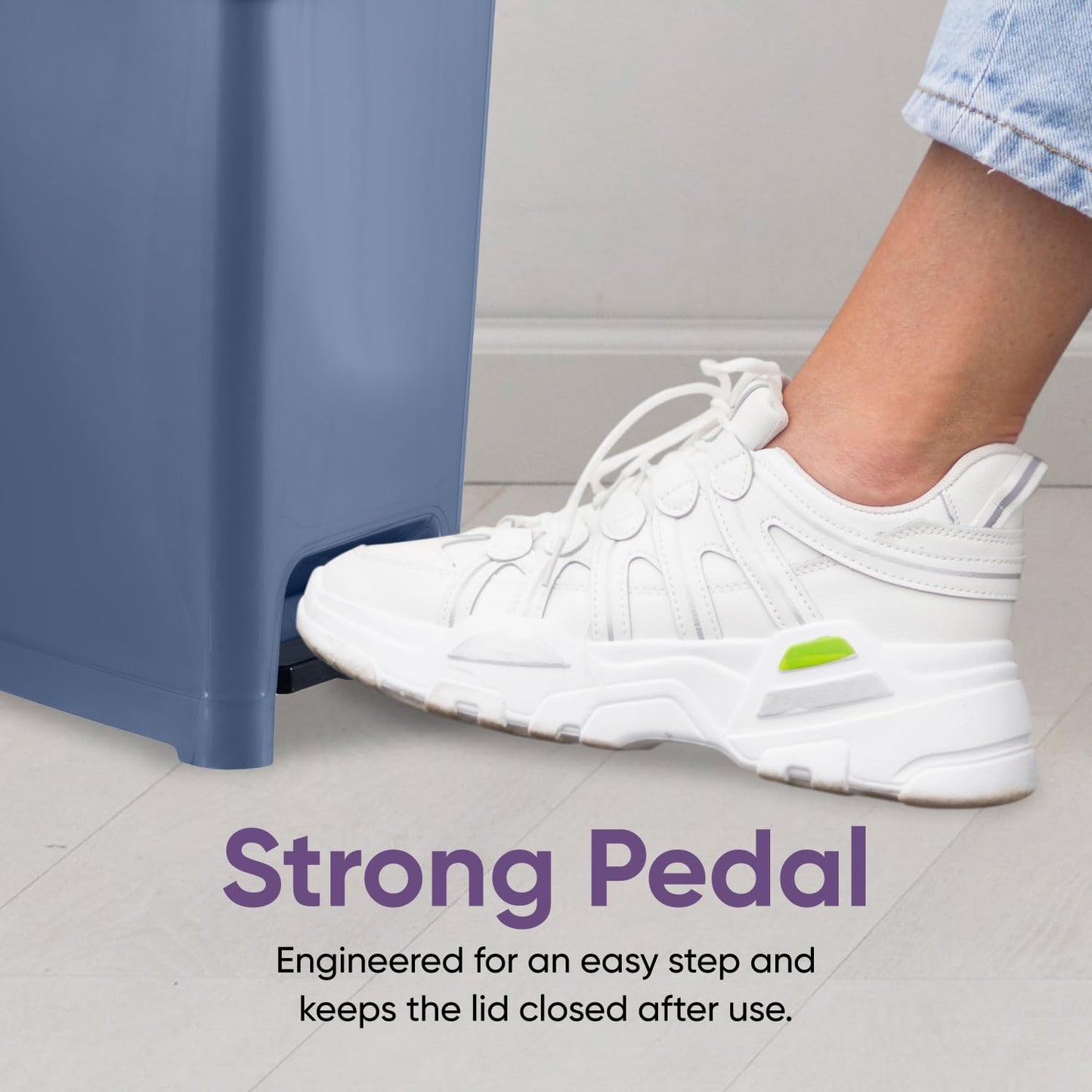 Superio Slim Trash Can with Foot Pedal – 2.5 Gallon Step-On Trash Bin with Lid, Small Plastic Garbage Can, Mini Trash Can for Bathroom, Kitchen, Office, Under Desk, Bedroom, Dorm – Grey/Black