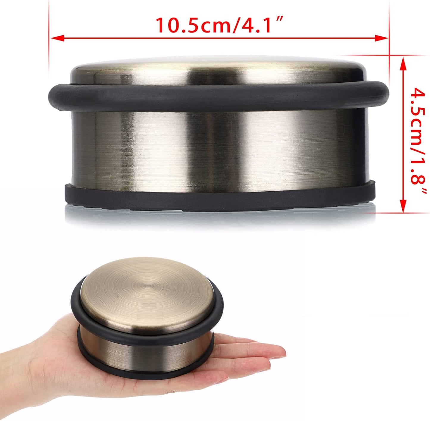 Sumnacon Heavy Duty Floor Door Stopper No Drill, Durability Stainless Steel Door Stops with Anti-Skid Rubber - Contemporary Decorative Safety Doorstop for Home Office Commercial Industrial, Bronze