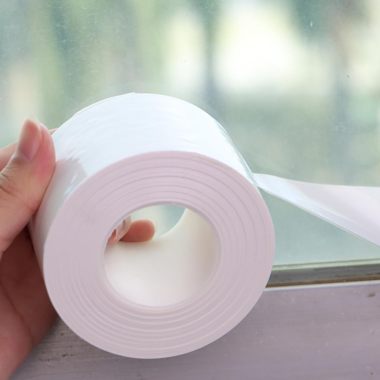 Window Insulation for Winter Weather Sealing Tape 2 Inch x 50 Yards Weather Stripping Residue Free Draft Isolation Sealing Film Tape for Doors Windows and Shower Glass Gaps White Color