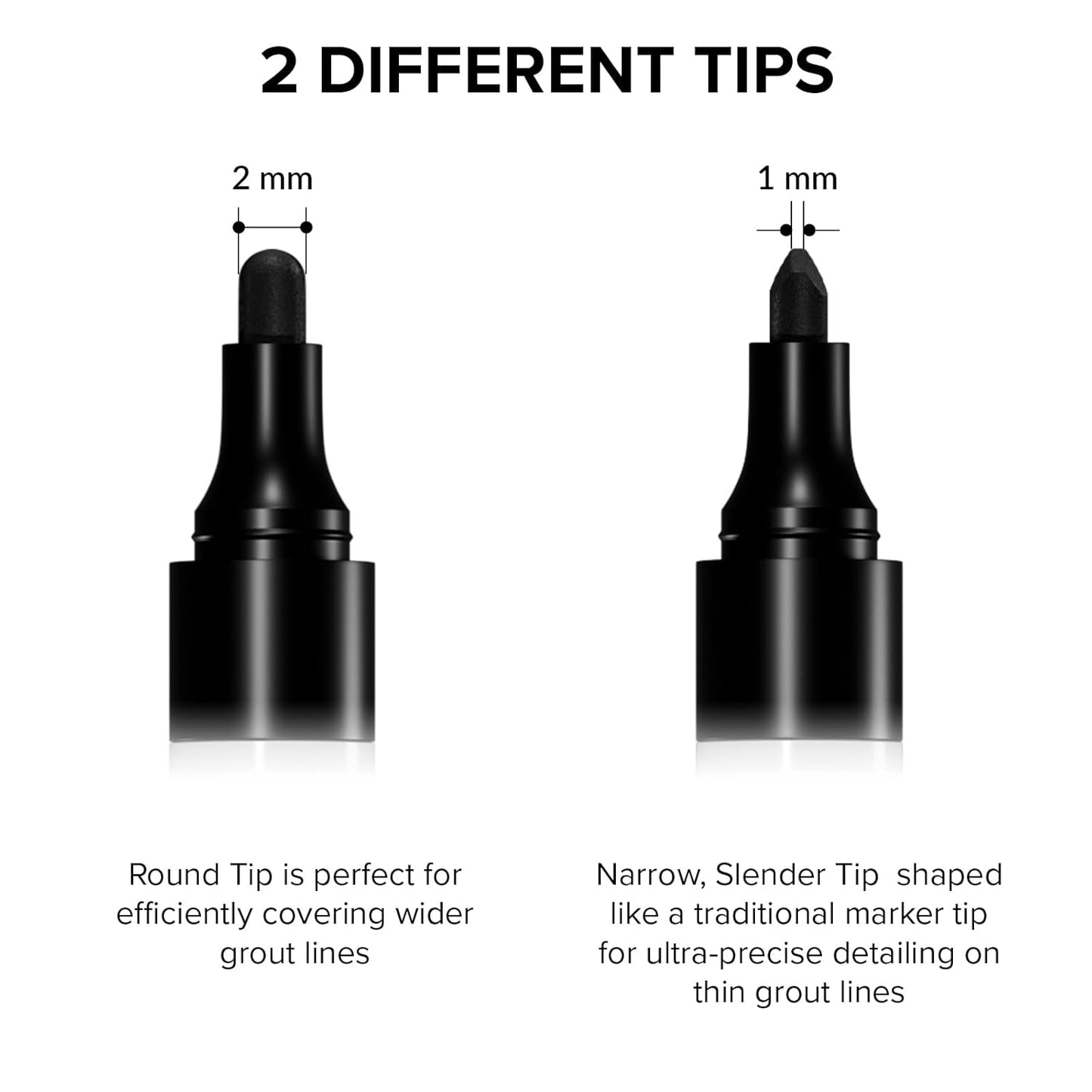 X-Protector Pen for Grout - 2 PCS, Black - Ideal Grout Paint Pens to Make Grout Black Again - Premium Grout Renew Pen with 2 Tips Types - Make Your Grouts Perfect Again!