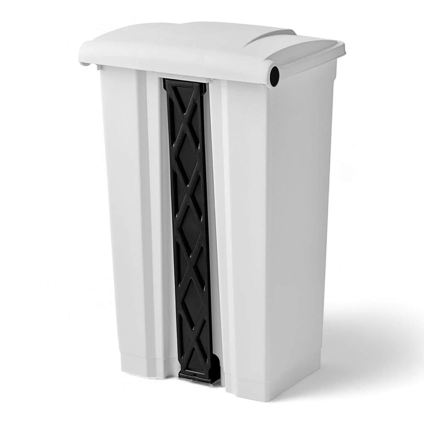 PRO&Family Step-On Trash Can with Lid, Plastic Waste Bin, Foot Pedal Operation (White, 23 Gallon)