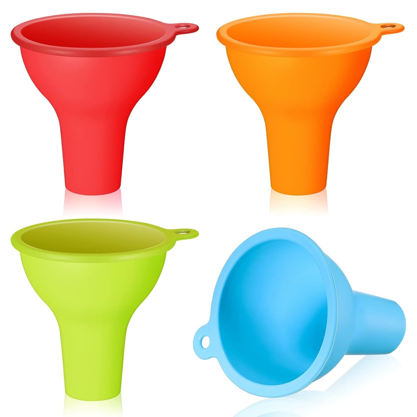 Silicone Funnels 4 Pieces Wide Mouth Funnel Flexible Condiment Sauce Canning Set for Home Restaurant Kitchen Squeeze Bottles Jars Cans, 3.2 x 1 Inch