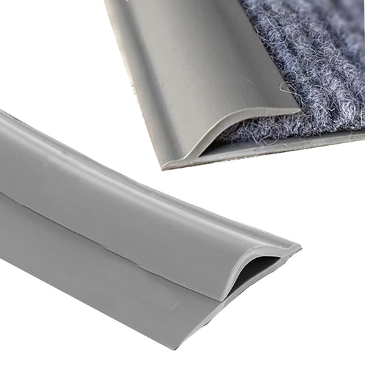 Self Adhesive Carpet Transition Strip with Edge Trim, Designed for Seamless Transitions from Carpet to Tile or Vinyl Floors, Perfect for Doorways.(Gray,3 Feet)
