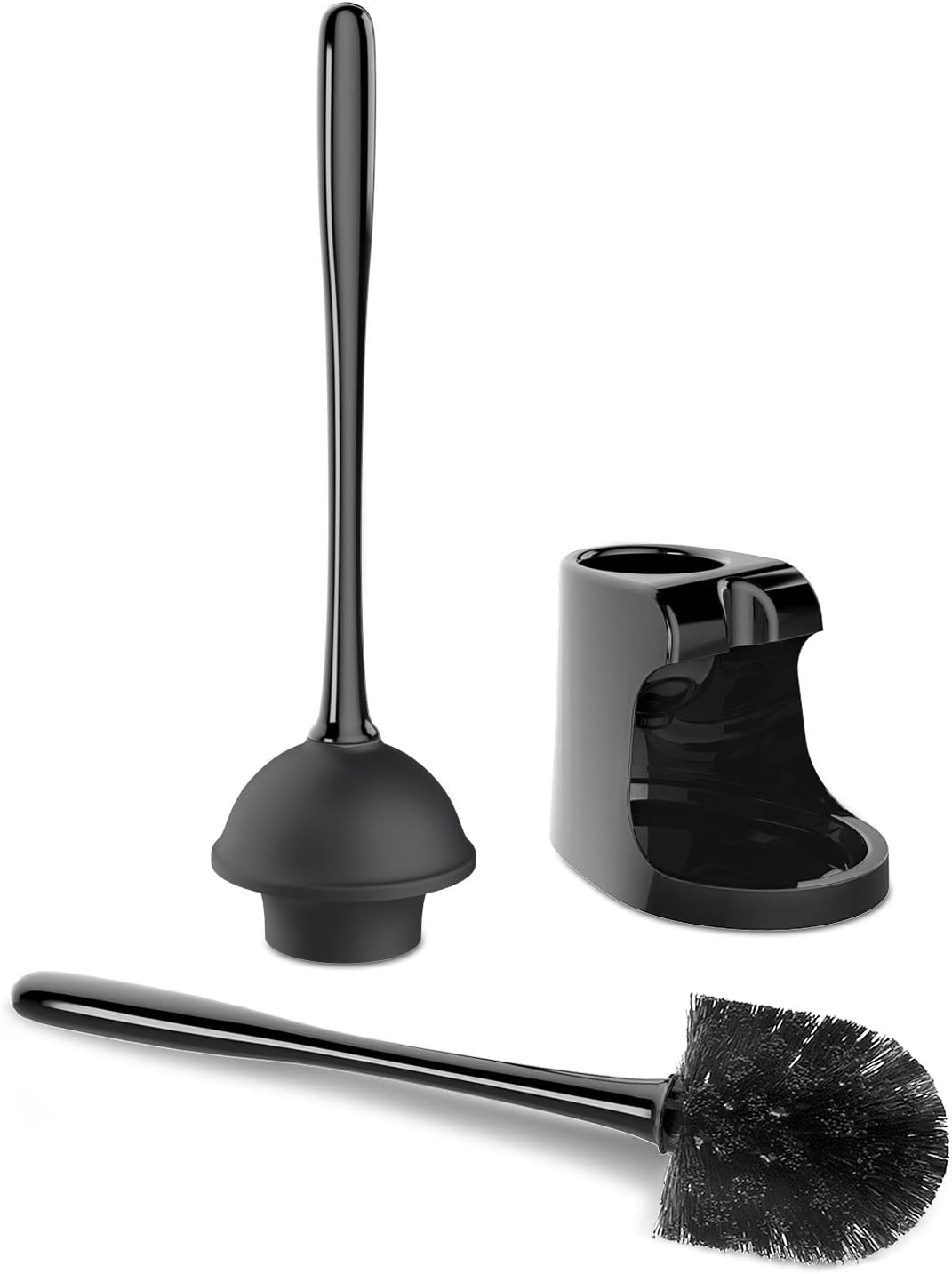 MR.SIGA Toilet Plunger and Bowl Brush Combo for Bathroom Cleaning, Black, 2 Sets